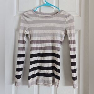 Old Navy Heathered Striped Beige Cotton Top Y2K Vintage